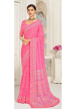 Picture of Elegant Chiffon Hot Pink Saree