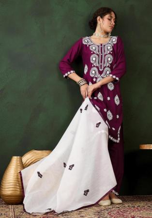 Picture of Taking Rayon Dark Magenta Readymade Salwar Kameez