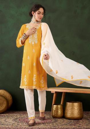 Picture of Splendid Rayon Dark Khaki Readymade Salwar Kameez