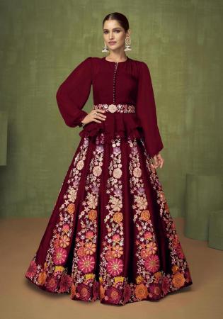 Picture of Shapely Georgette Maroon Lehenga Choli