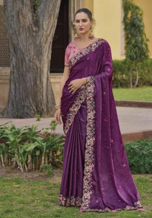 Picture of Charming Silk & Organza Purple Saree