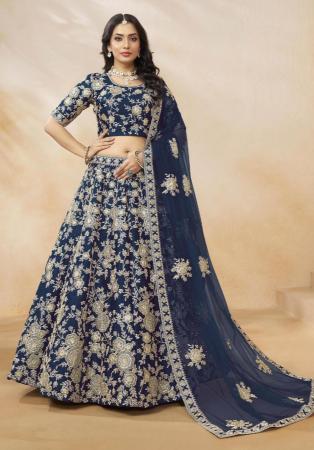 Picture of Marvelous Silk Midnight Blue Lehenga Choli