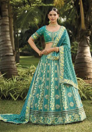 Picture of Georgette & Silk Medium Sea Green Lehenga Choli