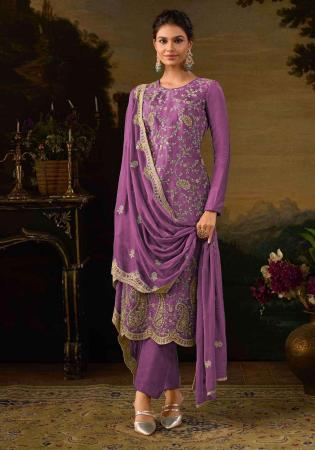 Picture of Sublime Silk Purple Straight Cut Salwar Kameez