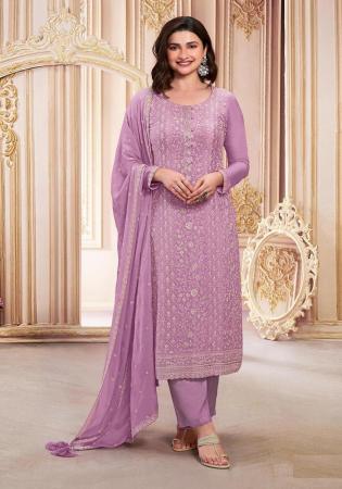 Picture of Appealing Georgette Plum Straight Cut Salwar Kameez