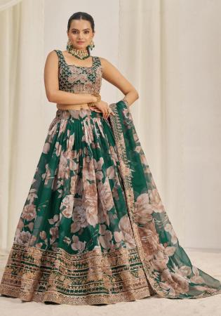 Picture of Magnificent Organza Sea Green Lehenga Choli