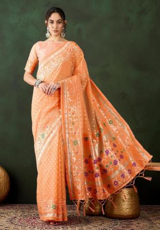 Picture of Enticing Cotton Orange Saree