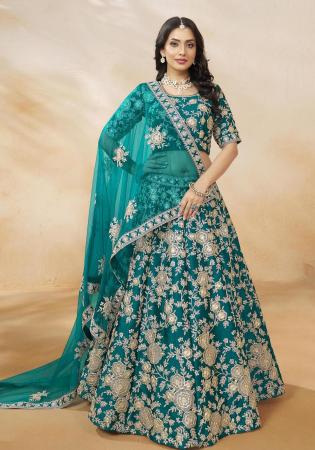 Picture of Splendid Silk Dark Cyan Lehenga Choli