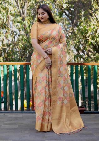 Picture of Beauteous Silk & Organza Dark Khaki Saree