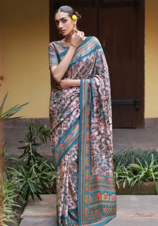 Picture of Pleasing Silk Dark Slate Grey Saree