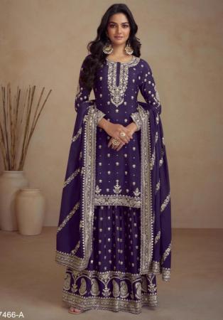 Picture of Silk Midnight Blue Straight Cut Salwar Kameez