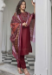 Picture of Enticing Cotton Maroon Readymade Salwar Kameez