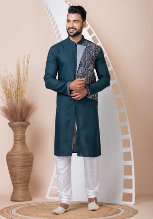 Picture of Fascinating Silk Sea Green Kurtas