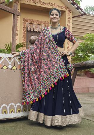 Picture of Fascinating Rayon Navy Blue Lehenga Choli