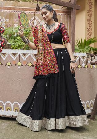 Picture of Splendid Rayon Black Lehenga Choli