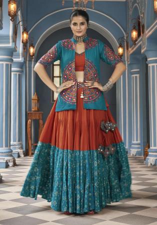 Picture of Appealing Rayon Fire Brick Lehenga Choli