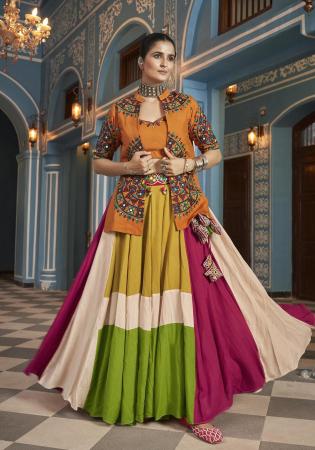 Picture of Ideal Rayon Golden Rod Lehenga Choli