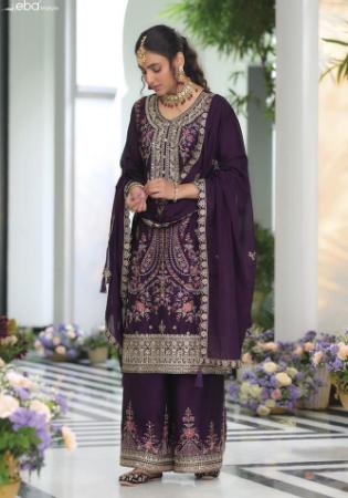 Picture of Chiffon Dark Olive Green Readymade Salwar Kameez