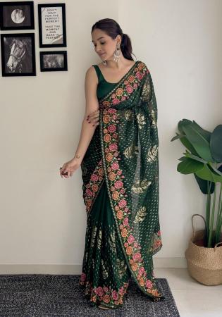 Picture of Exquisite Georgette Sea Green Saree