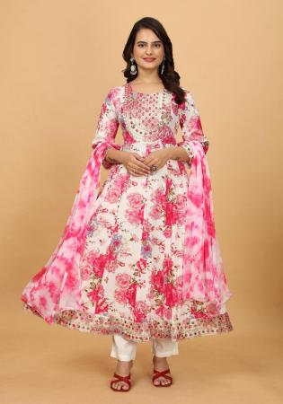 Picture of Statuesque Rayon Hot Pink Readymade Salwar Kameez