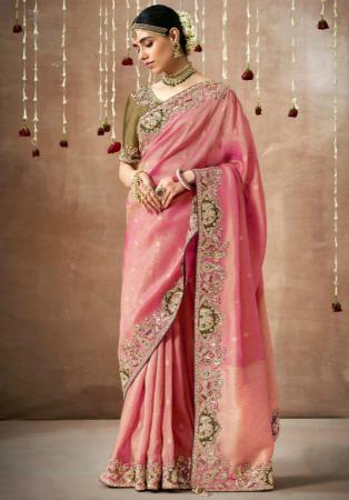 Picture of Exquisite Silk & Organza Pink Saree