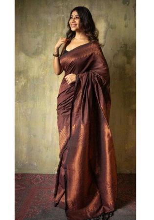 Picture of Marvelous Silk Dark Olive Green Saree