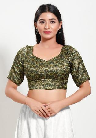 Picture of Beauteous Chiffon Dark Olive Green Designer Blouse