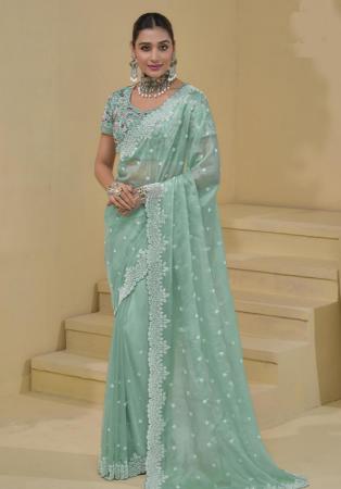 Picture of Elegant Chiffon Cadet Blue Saree