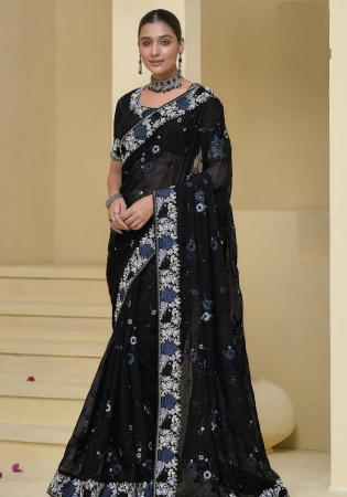 Picture of Exquisite Chiffon Black Saree