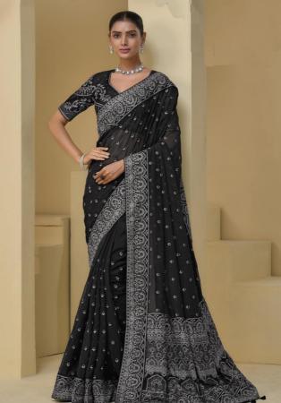 Picture of Beautiful Chiffon Black Saree