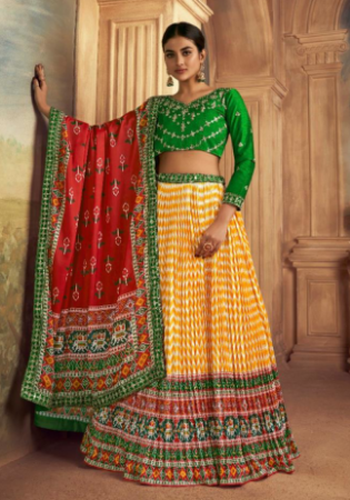 Picture of Delightful Satin & Silk Sandy Brown Lehenga Choli