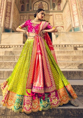 Picture of Elegant Silk Dark Golden Rod Lehenga Choli