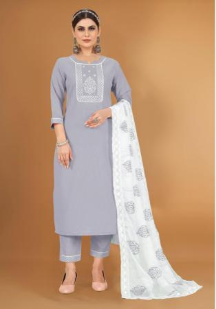 Picture of Cotton Light Slate Grey Readymade Salwar Kameez