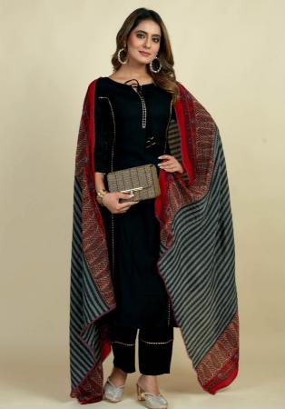 Picture of Grand Rayon Black Readymade Salwar Kameez