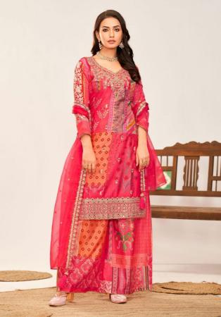 Picture of Lovely Chiffon Tomato Readymade Salwar Kameez