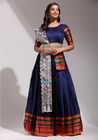 Picture of Sightly Silk Navy Blue Lehenga Choli