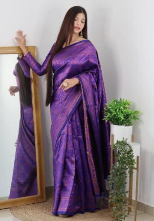 Picture of Well Formed Silk Midnight Blue Saree