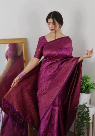 Picture of Pretty Silk Maroon Saree