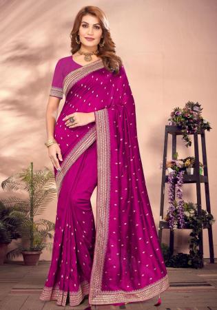 Picture of Gorgeous Georgette Medium Violet Red Saree