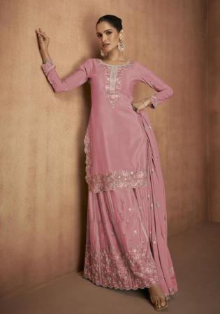 Picture of Chiffon Rosy Brown Straight Cut Salwar Kameez