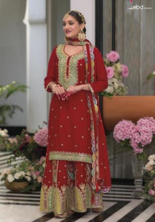 Picture of Fascinating Chiffon Fire Brick Readymade Salwar Kameez