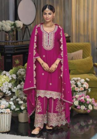 Picture of Chiffon Medium Violet Red Readymade Salwar Kameez