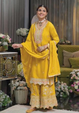 Picture of Elegant Chiffon Orange Readymade Salwar Kameez