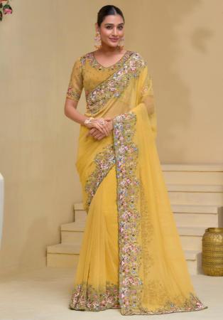 Picture of Wonderful Silk Golden Rod Saree