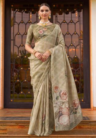 Picture of Magnificent Silk Dark Khaki Saree