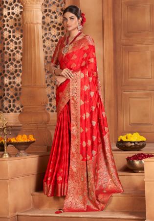 Picture of Magnificent Satin & Silk Crimson Saree