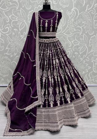 Picture of Lovely Satin Purple Lehenga Choli