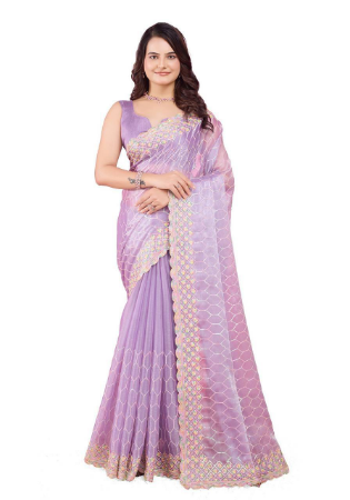 Picture of Amazing Silk Light Slate Grey Saree