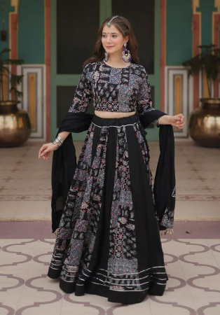 Picture of Elegant Rayon Dark Slate Grey Lehenga Choli