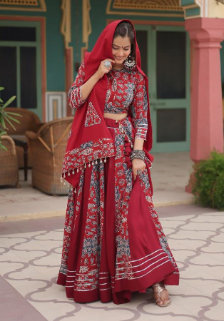 Picture of Enticing Rayon Brown Lehenga Choli